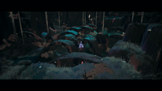 아벨리나 숲의 발판을 뛰어넘는 움직임