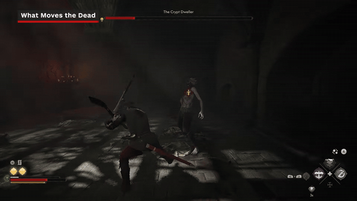 지하 묘지에서 괴물과 맞서는 What Moves the Dead 전투