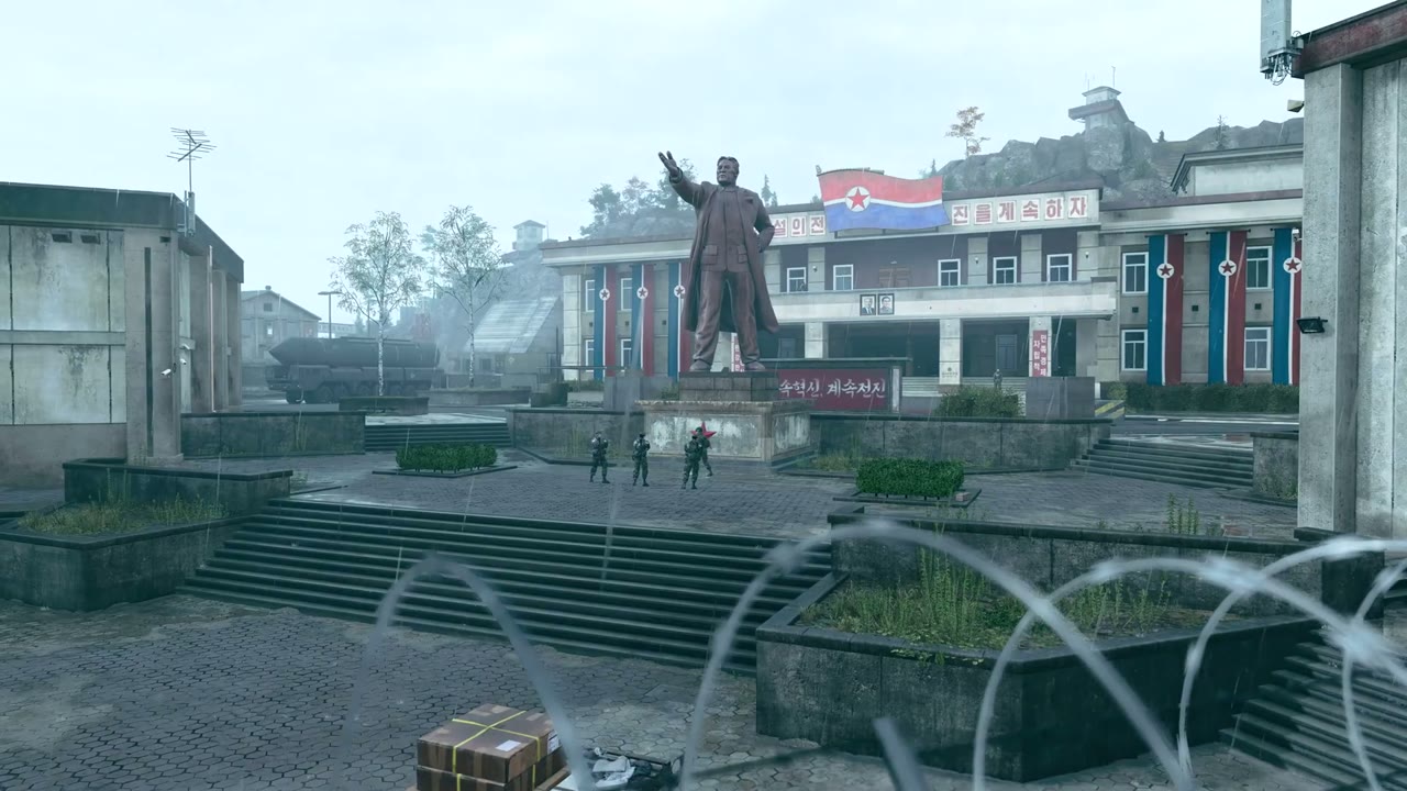 모던 워페어 4 DMZ 하진 북한 지역 동상 광장