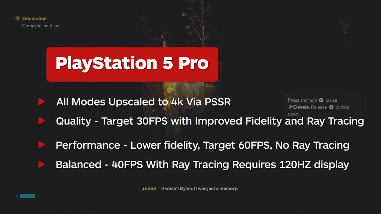 컨트롤 레조넌트 PS5 프로 그래픽 모드 안내 화면