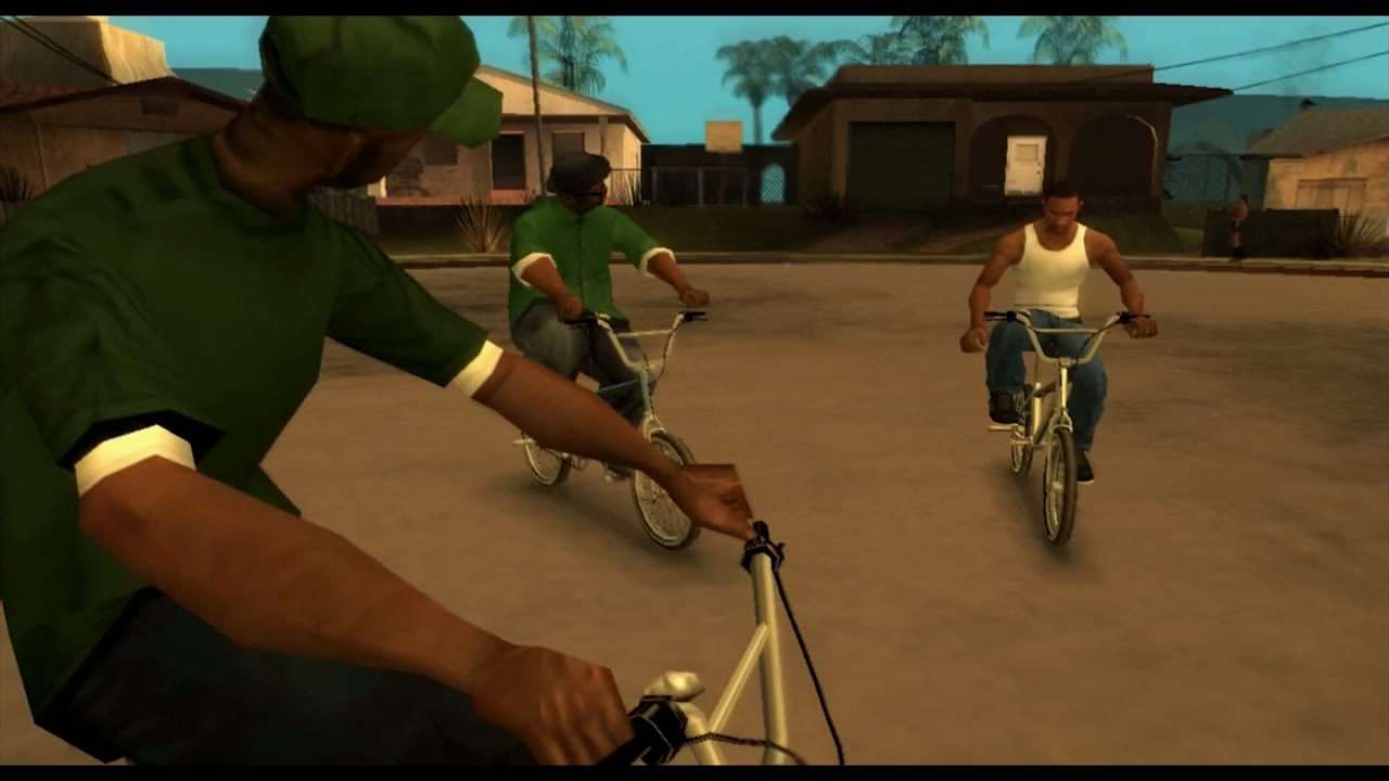 GTA 산 안드레아스 그로브 스트리트 친구들과 자전거를 타는 장면