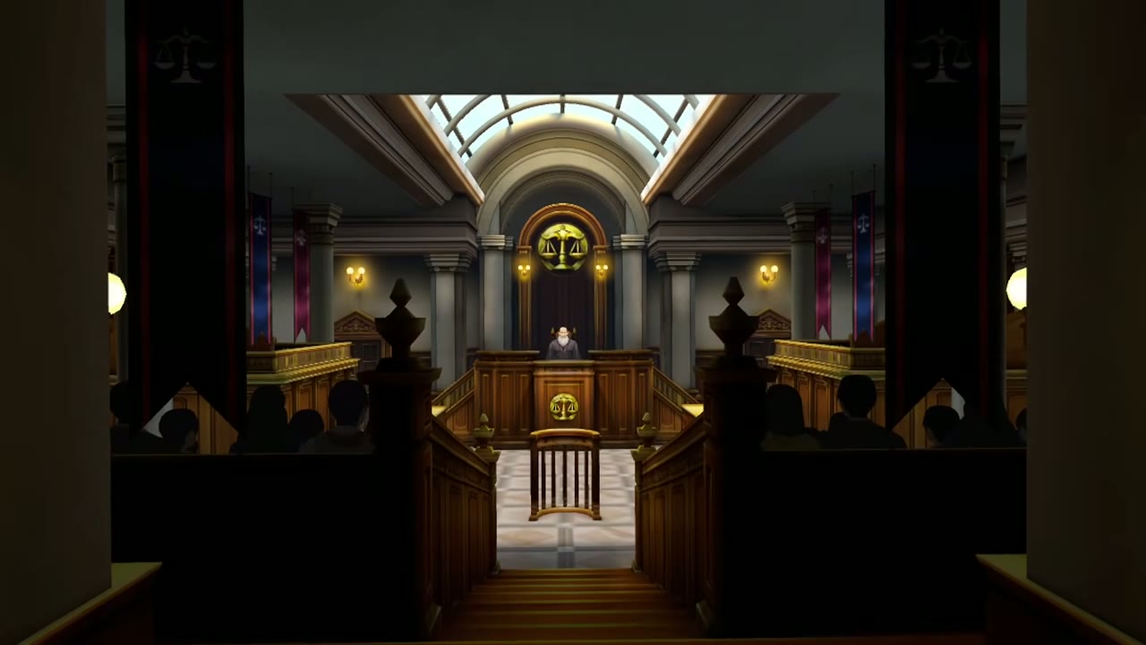 역전재판 5 VR 법정 입장 장면