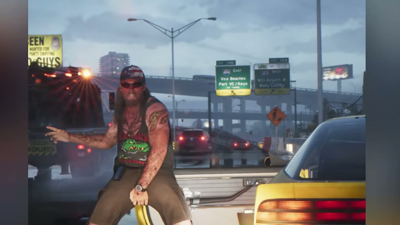 GTA 6 정체된 고속도로 위 시민