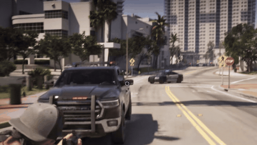 GTA 6 조수석에서 추격 차량을 향해 사격