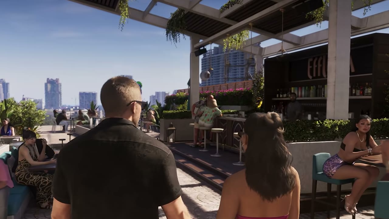 GTA 6 옥상 바에 들어선 두 주인공