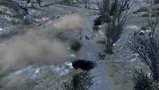 에볼루션 DLC 자작나무 숲 교전에서 오가는 보라색 플라스마 사격