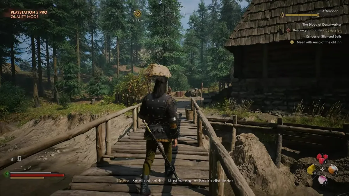 PS5 Pro 퀄리티 모드로 나무 다리를 건너는 코엔