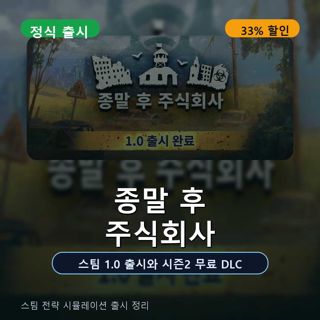 종말 후 주식회사 정식 출시, 스팀 전략 시뮬레이션 33% 할인과 시즌2 무료 DLC 정리