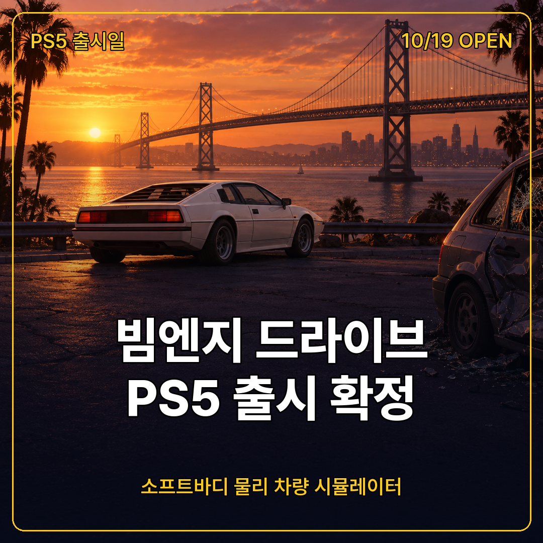 빔엔지 드라이브 PS5 출시일 10월 19일 확정, 소프트바디 물리 차량 시뮬레이터 콘솔판 트레일러와 모드, VR 미지원 정리