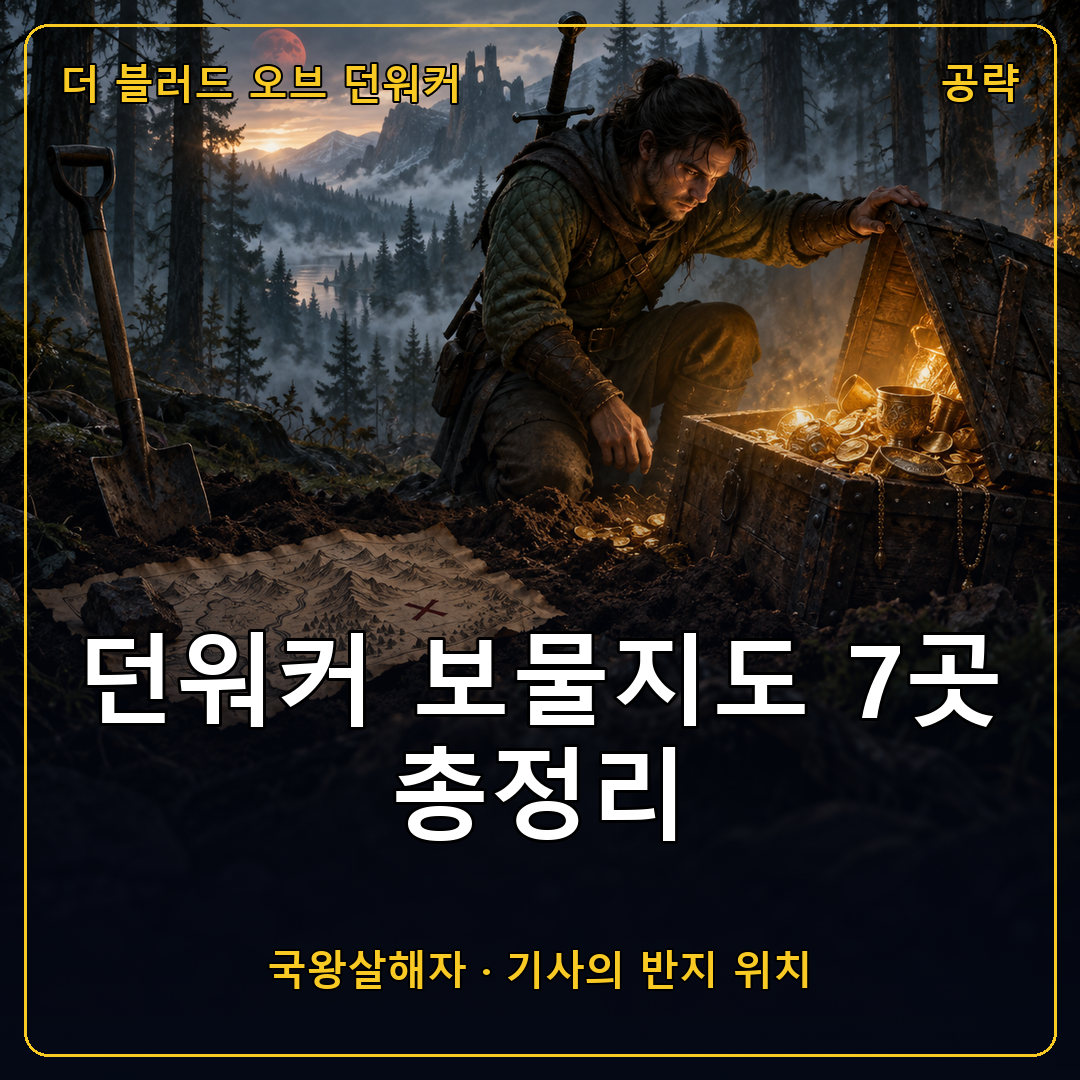 더 블러드 오브 던워커 도적 보물지도 7곳 위치와 보상 총정리, 국왕살해자와 기사의 반지 얻는 법