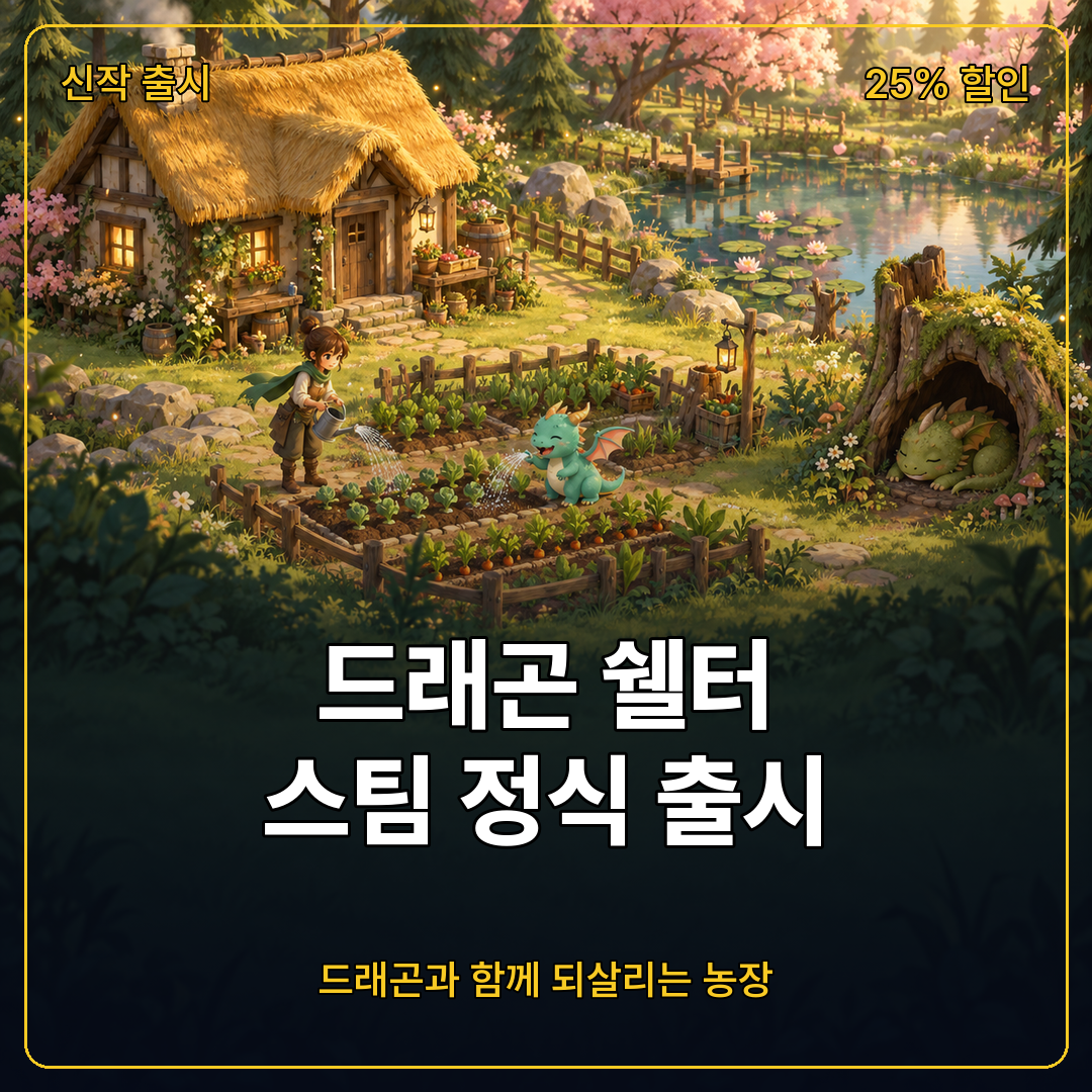 드래곤 쉘터 스팀 정식 출시, 드래곤과 함께 할아버지 농장을 되살리는 농장 생활 시뮬레이션
