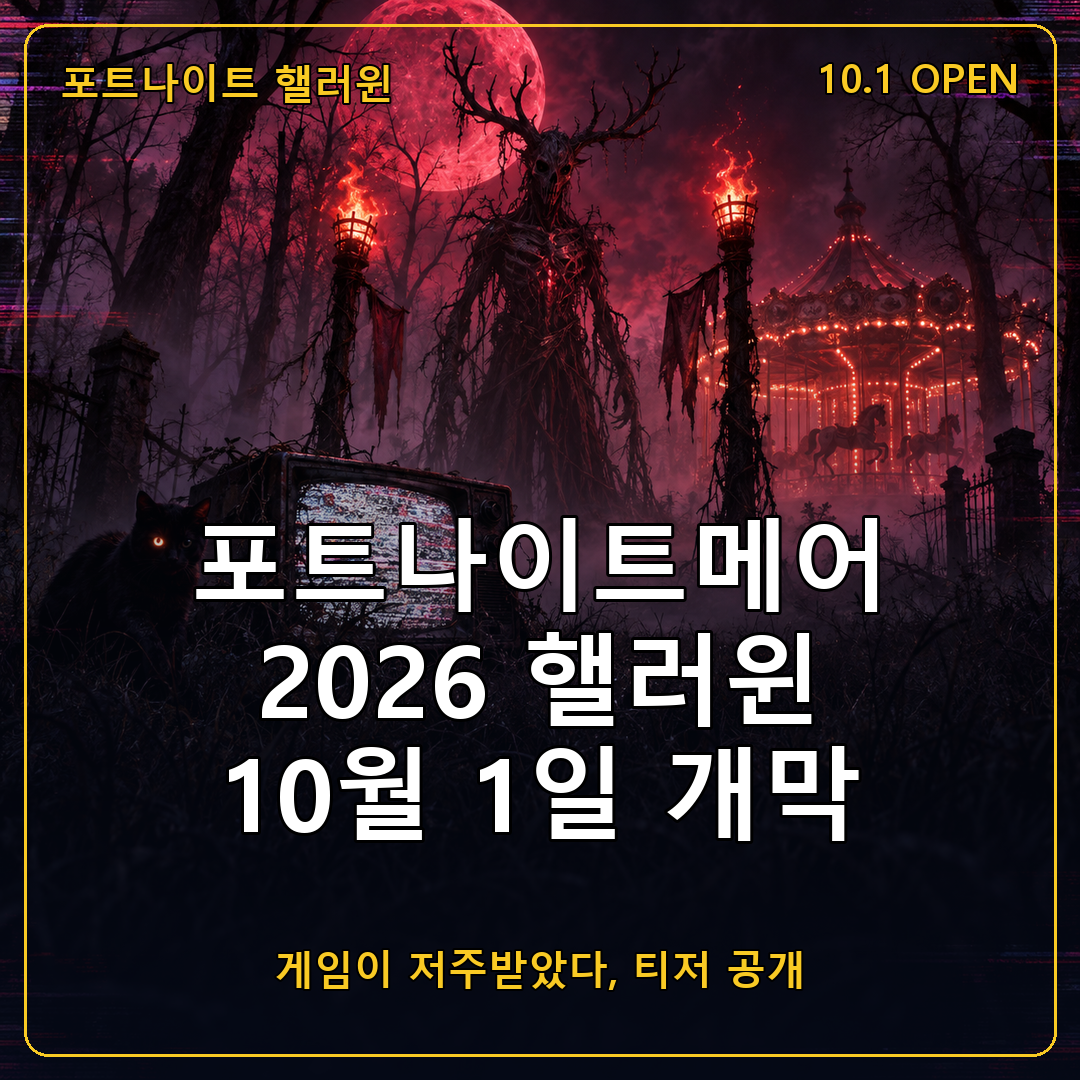 포트나이트메어 2026 티저 공개, 10월 1일 시작하는 포트나이트 핼러윈 이벤트 정리