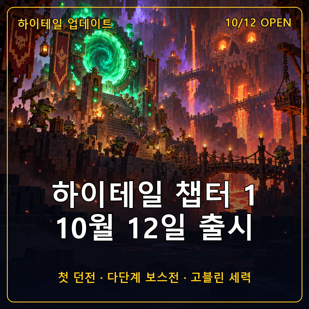 하이테일 챕터 1 10월 12일 출시 확정, 첫 던전과 다단계 보스전, 고블린 세력 티저 정리