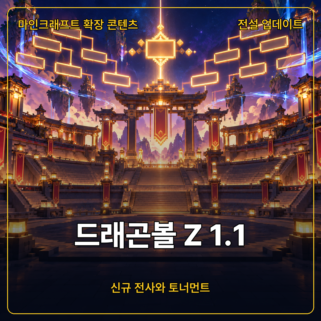 마인크래프트 드래곤볼 Z 전설 업데이트 1.1, 신규 전사와 맞춤 토너먼트