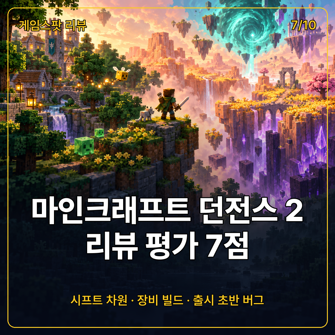 마인크래프트 던전스 2 리뷰 평가 섬네일