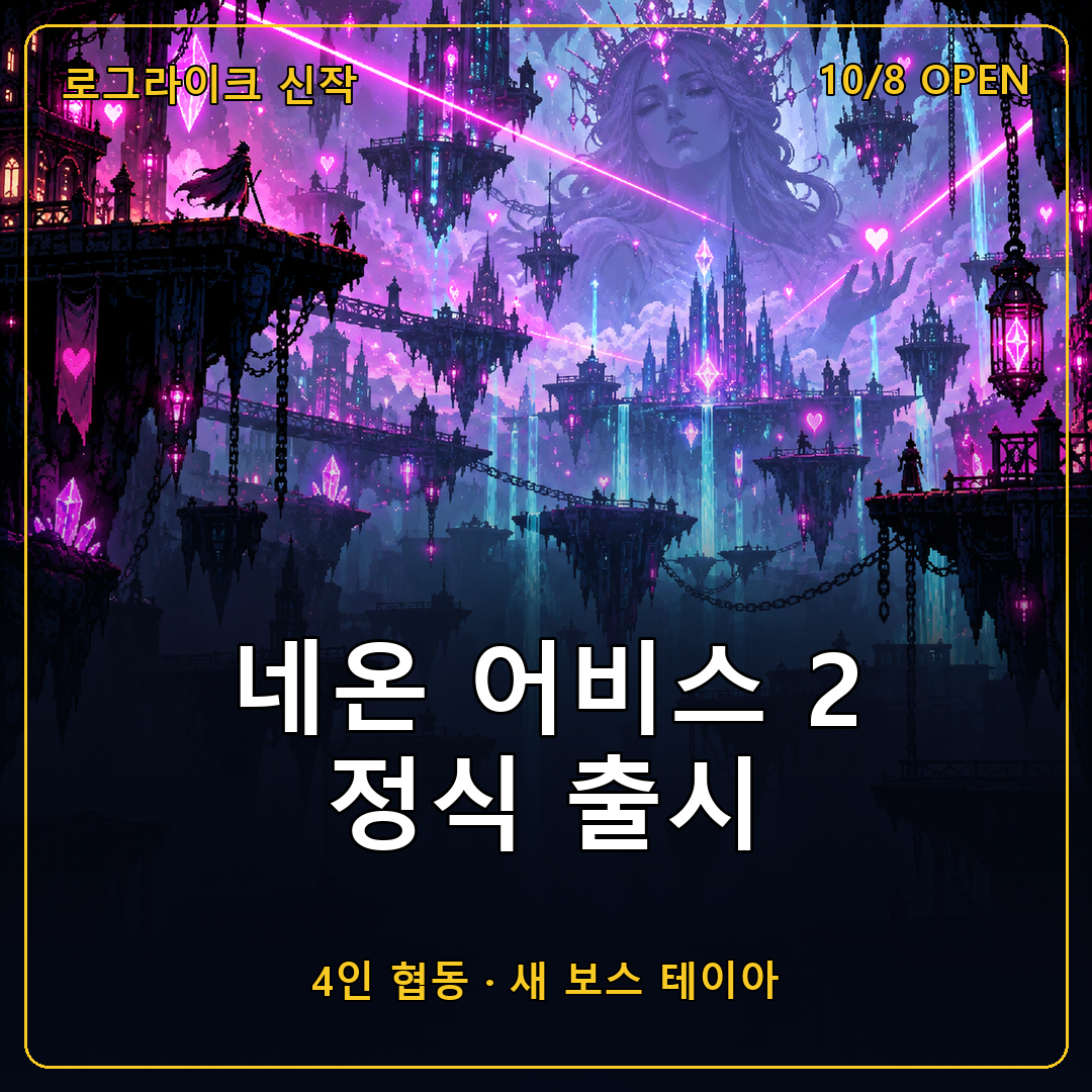 네온 어비스 2 정식 출시일 10월 8일 확정, 4인 협동과 새 보스 테이아까지 1.0 변경점 정리