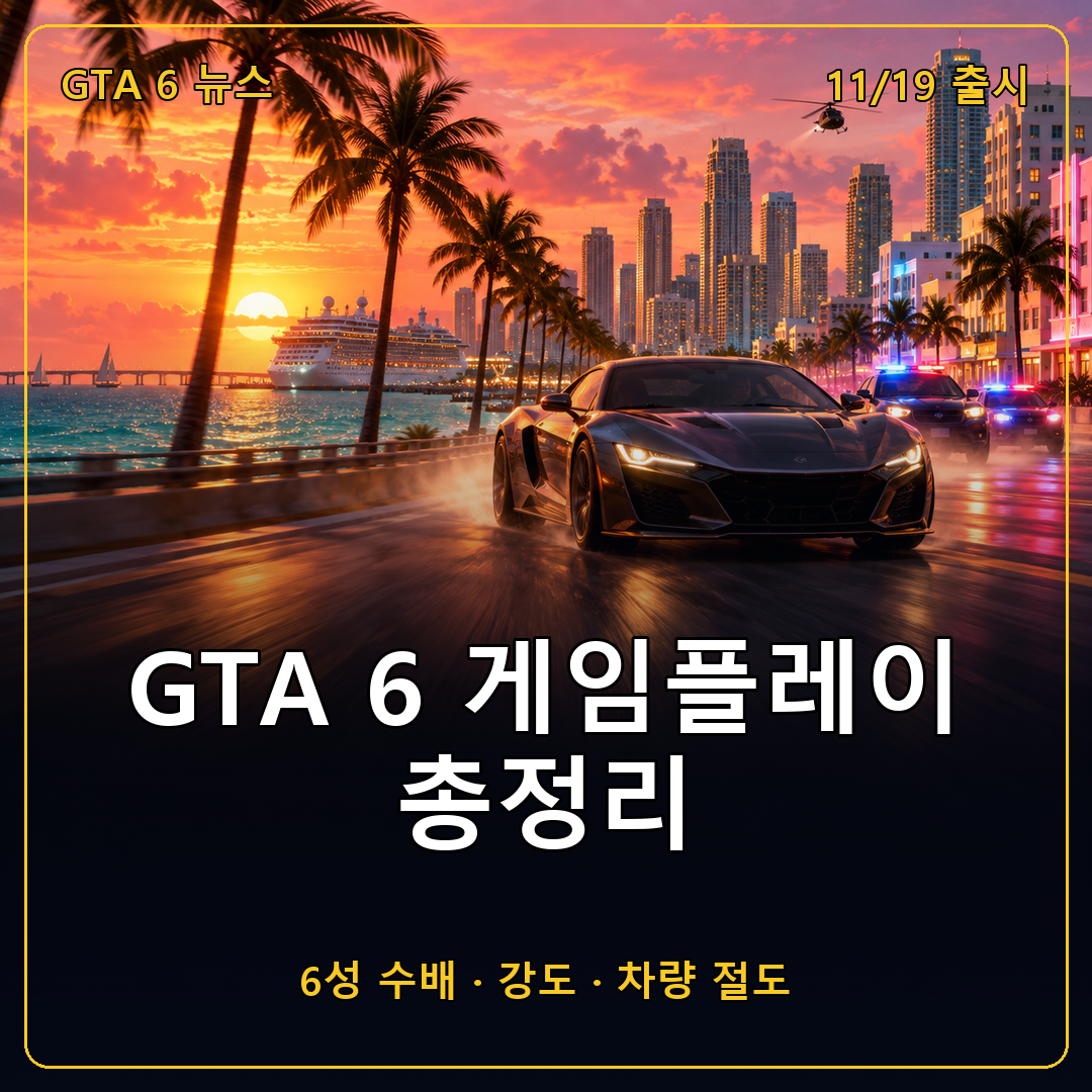 GTA 6 게임플레이 총정리, 6성 수배와 강도·차량 절도까지 달라진 점