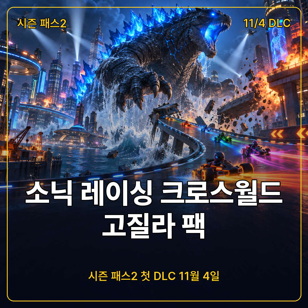 소닉 레이싱 크로스월드 고질라 팩 게임플레이, 시즌 패스2 첫 DLC 고질라 이스케이프 11월 4일 배포