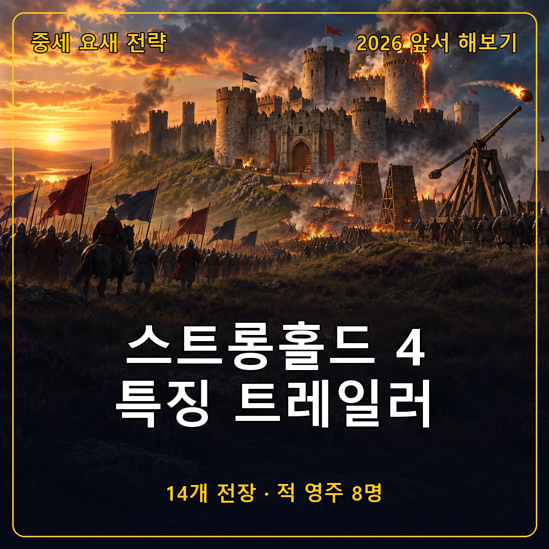 스트롱홀드 4(Stronghold 4) 특징 트레일러 공개, 14개 전장과 적 영주 8명으로 돌아온 중세 요새 전략 앞서 해보기 정보