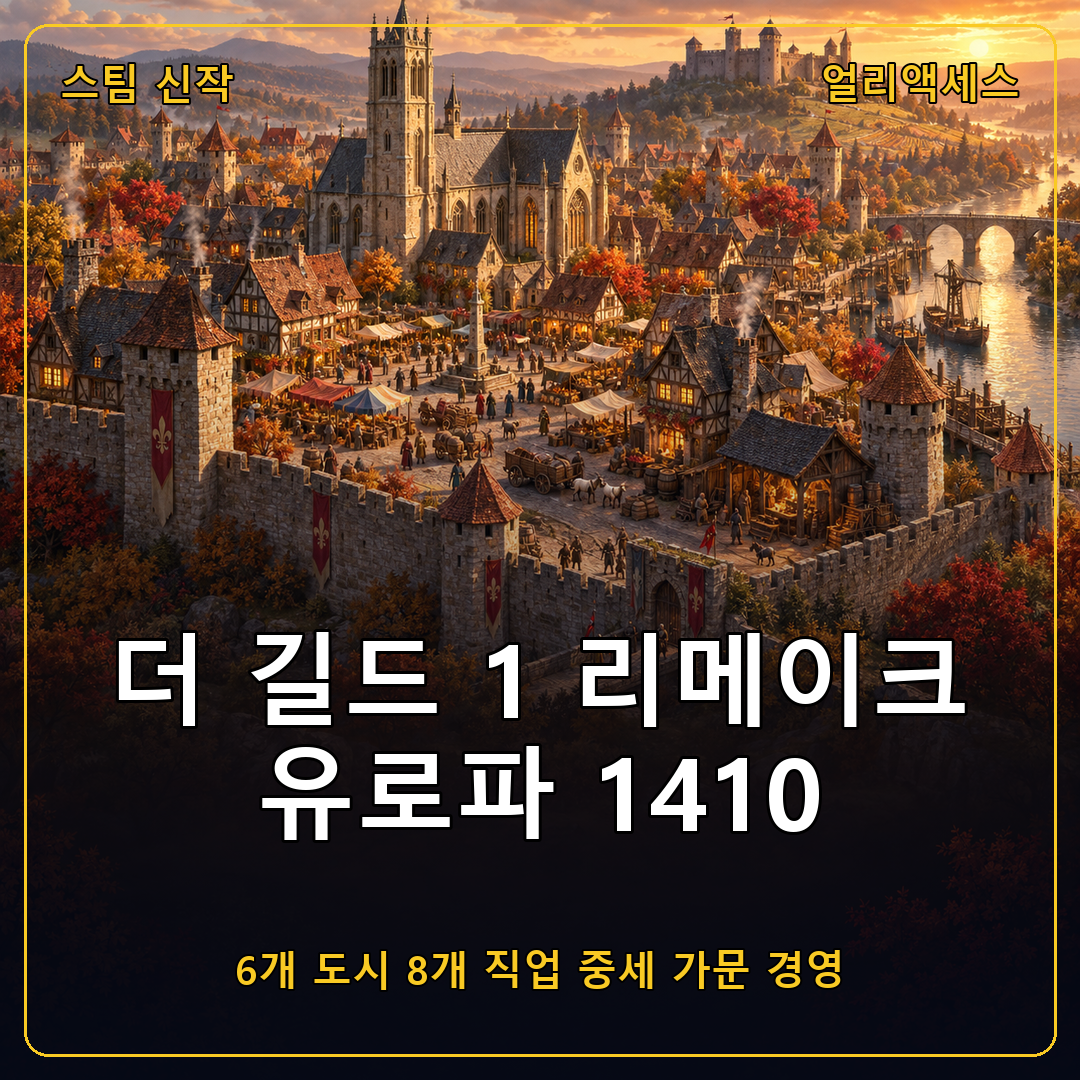 더 길드 1 리메이크 유로파 1410 얼리액세스 출시, 6개 도시 8개 직업으로 시작하는 중세 가문 경영 시뮬레이션