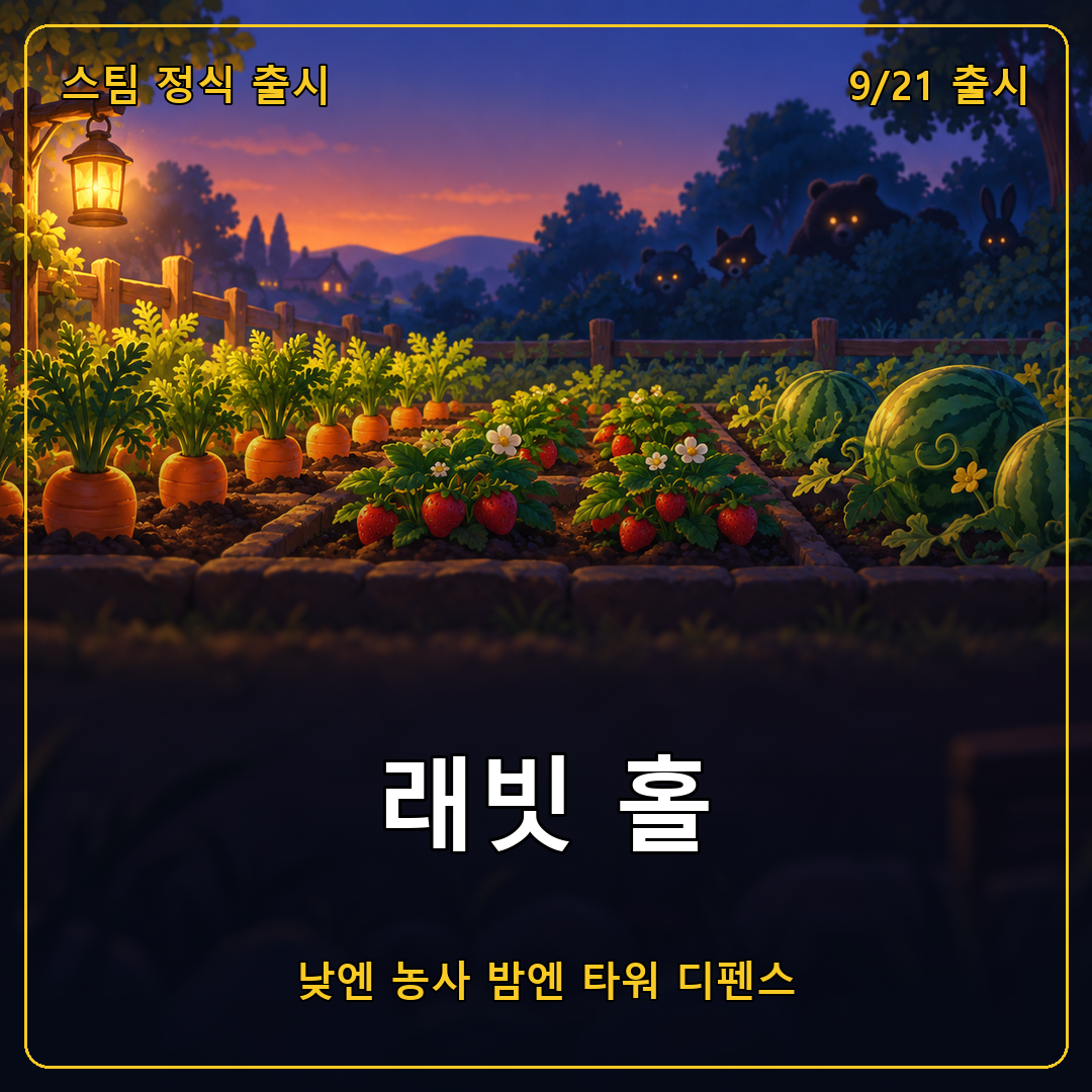 래빗 홀 정식 출시, 낮엔 밭을 갈고 밤엔 너구리 떼를 막는 로그라이트