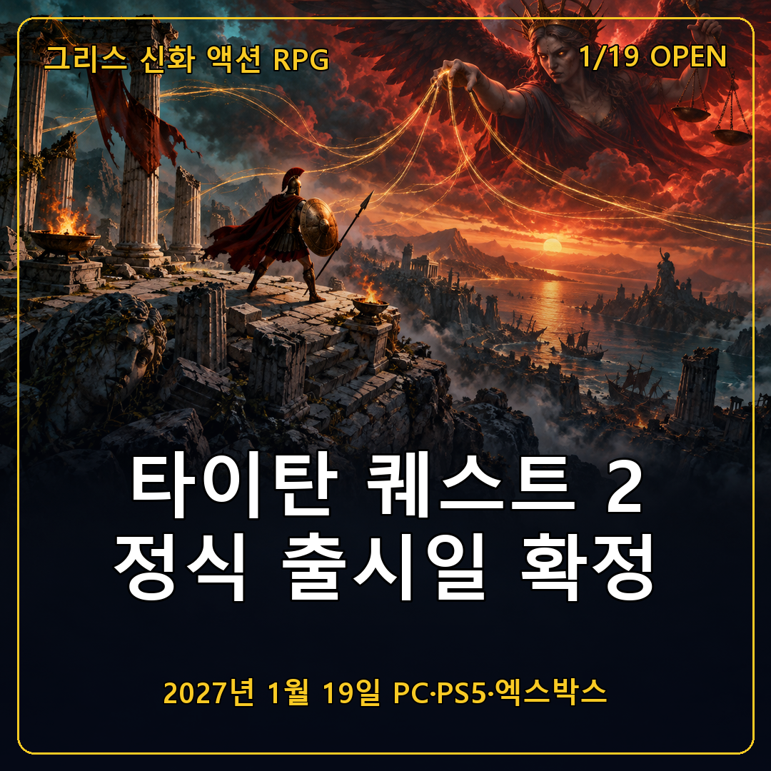 타이탄 퀘스트 2 정식 출시일 2027년 1월 19일 확정, PS5와 엑스박스까지 동시 출시