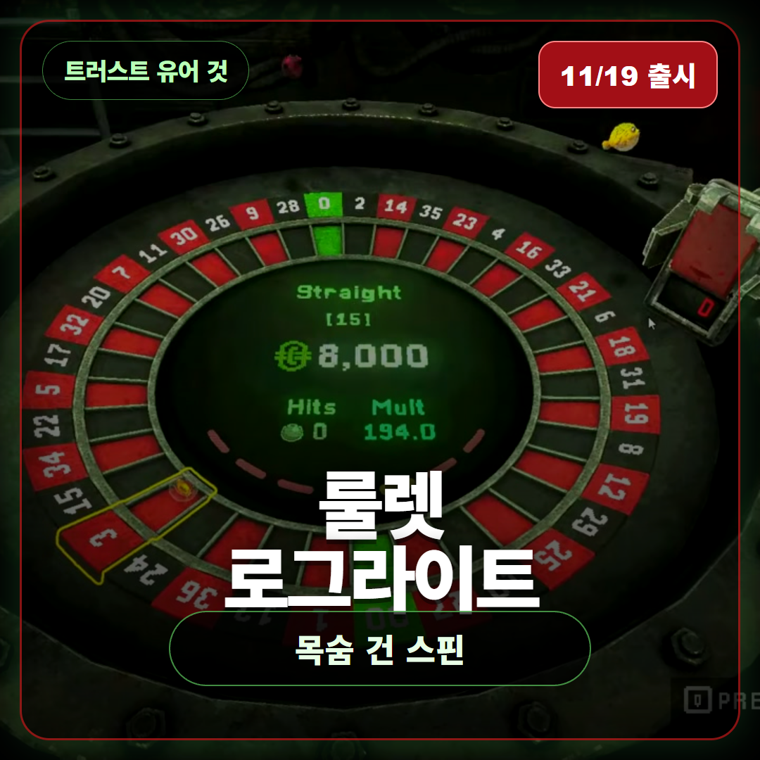 트러스트 유어 것 11월 19일 출시, 룰렛 로그라이트 신작 정리