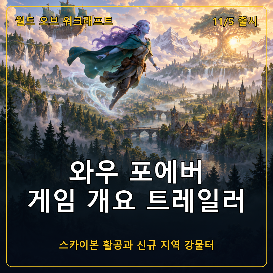 와우 포에버 게임 개요 트레일러, 스카이본 활공과 강물터 신규 지역, 11월 5일 출시까지 정리